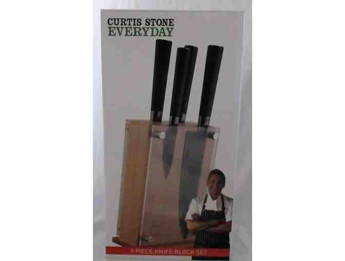 Curtis Stone 5-piece Magnetic Knife Set with Bamboo Block
