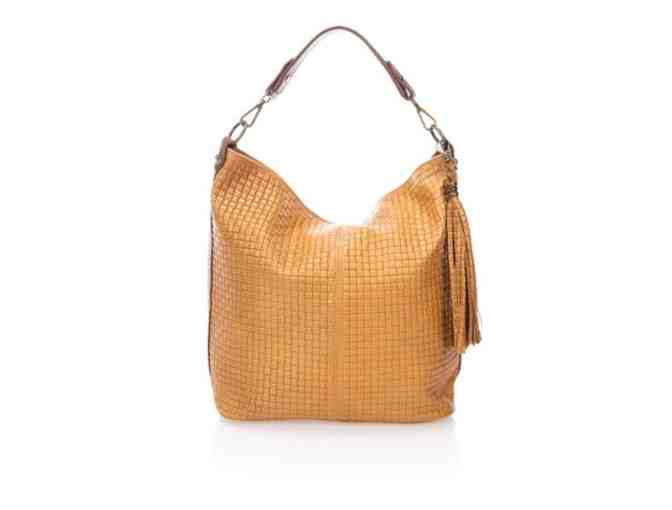 Cognac Weave-Embossed Leather Hobo by Massimo Castelli - Photo 1