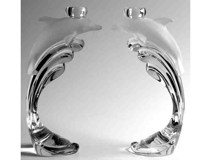 Lenox Crystal Dolphin Candlestick Holders - Set of Two