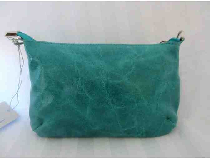 Turquoise Distressed Leather Crossbody Bag