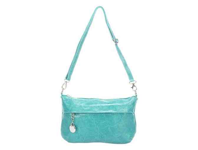 Turquoise Distressed Leather Crossbody Bag