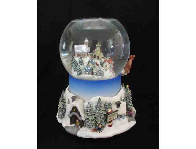 Partylite Olde World Village Tealight Snow Globe With Rotating Santa