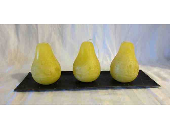 Vance Kitira Timber Pear Shaped Candles with Plate