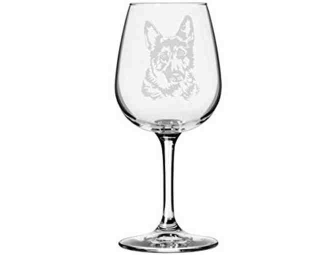 German Shepherd Dog Etched Wine Glasses