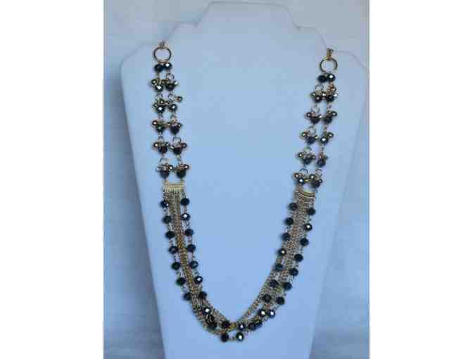 Blue and White Goldtone Necklace