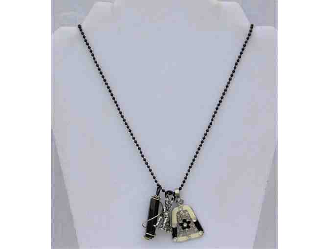 Black Charm Necklace with Three interchangable Charms