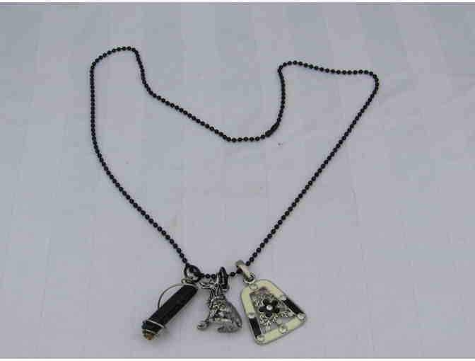 Black Charm Necklace with Three interchangable Charms