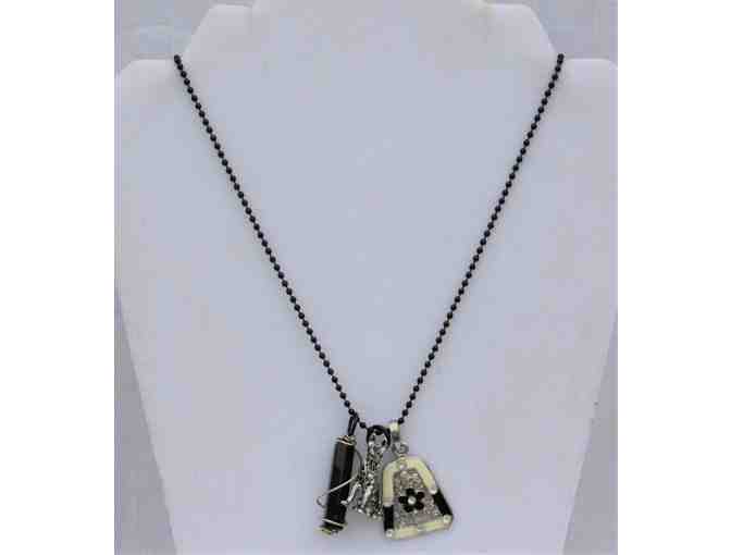 Black Charm Necklace with Three Interchangeable Charms