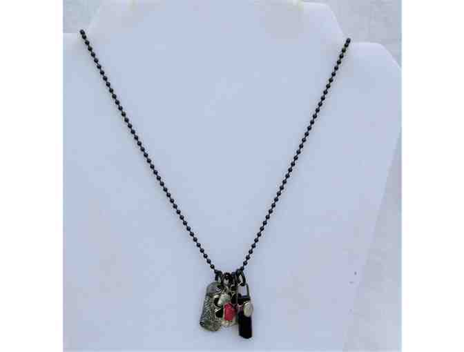 Black Charm Necklace with Four Interchangeable Charms