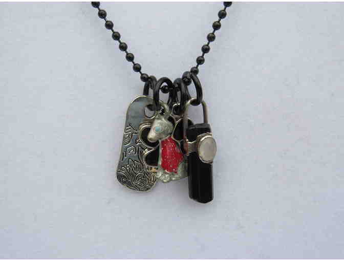 Black Charm Necklace with Four Interchangeable Charms