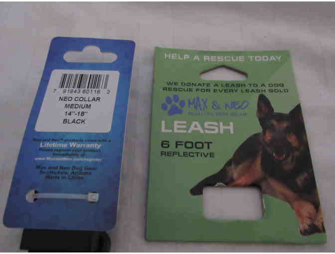 Max and Neo Dog Gear - Medium Black Collar and 6' Reflective Leash