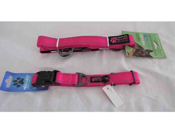 Max and Neo Dog Gear - Large Pink Collar and 6' Reflective Leash