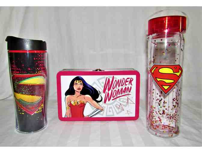 Superman Waterbottles and Wonder Woman Supple Box