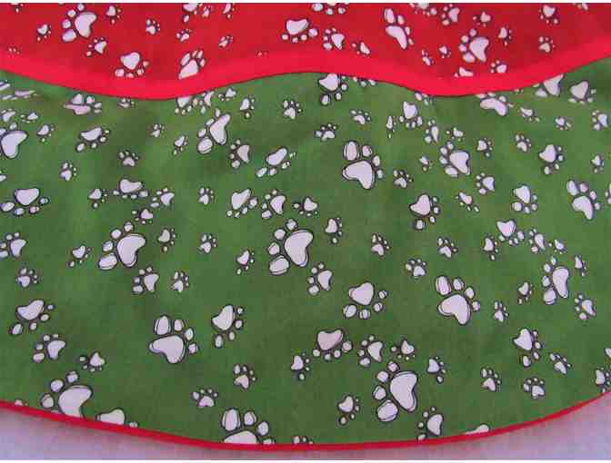 Handcrafted Quilted Paw Print Christmas Tree Skirt