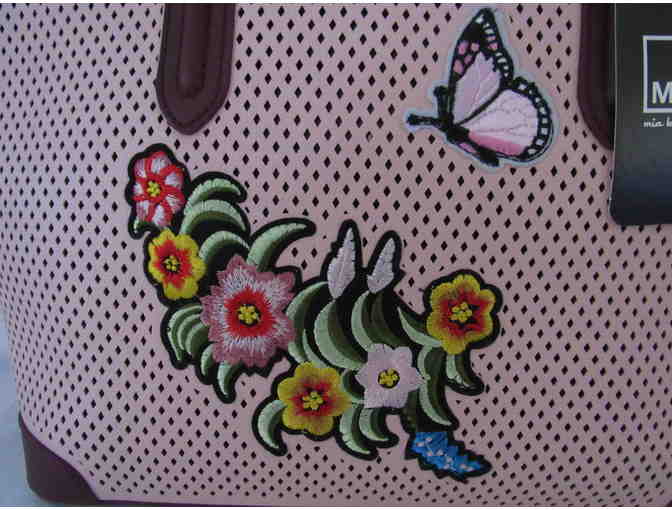 Wine Perforated Floral Tote - Photo 4