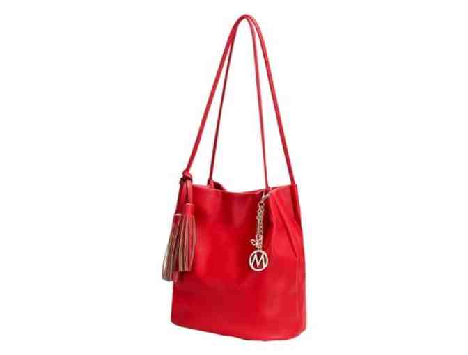 Red Tassel-Accent Bucket Bag