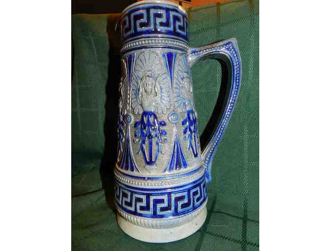 Pitcher - Blue and Gray Mayan Theme