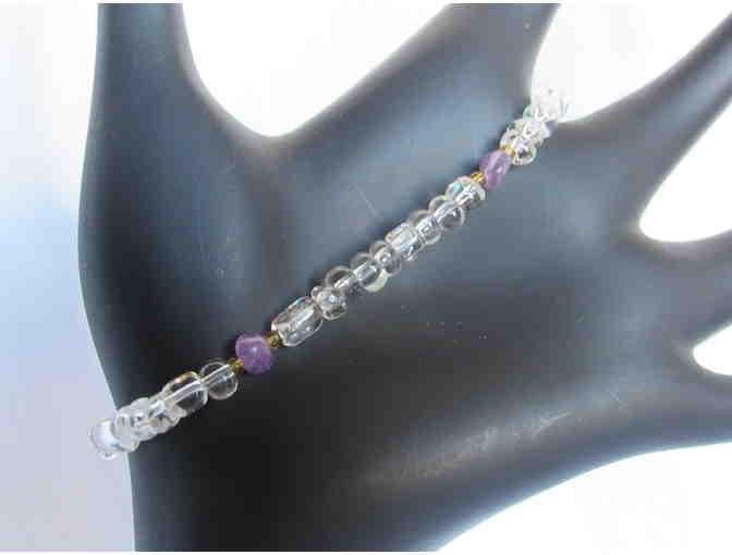Clear Beads with Purple and Gold Accent Bracelet