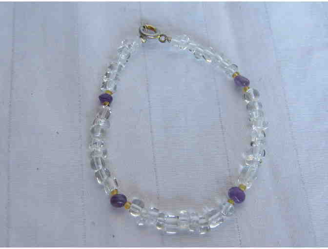 Clear Beads with Purple and Gold Accent Bracelet