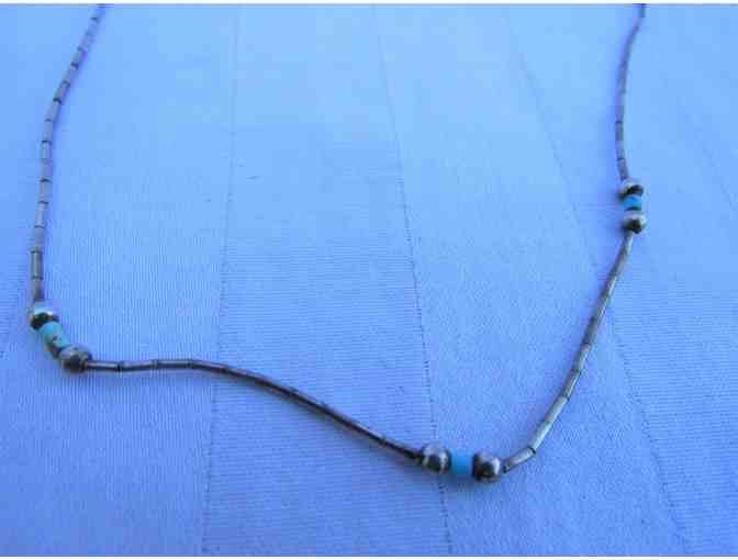 Silver Necklace with Turquoise Accents