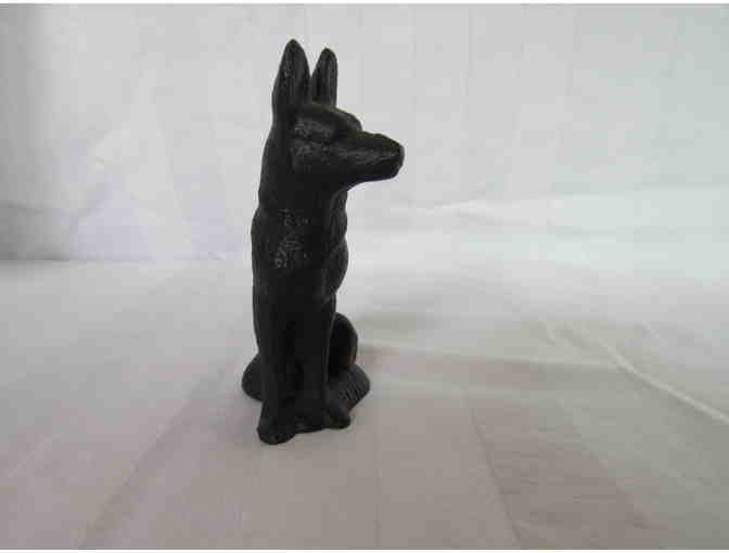 Sitting Black German Shepherd Lead Figurine