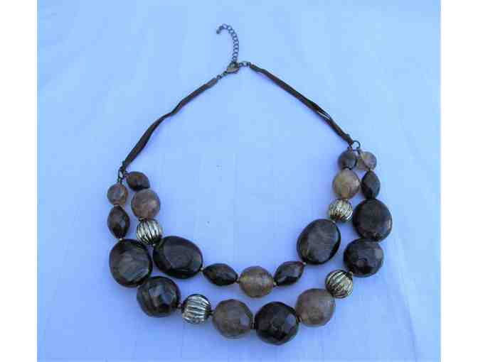 Double Strand Brown and Gold Necklace