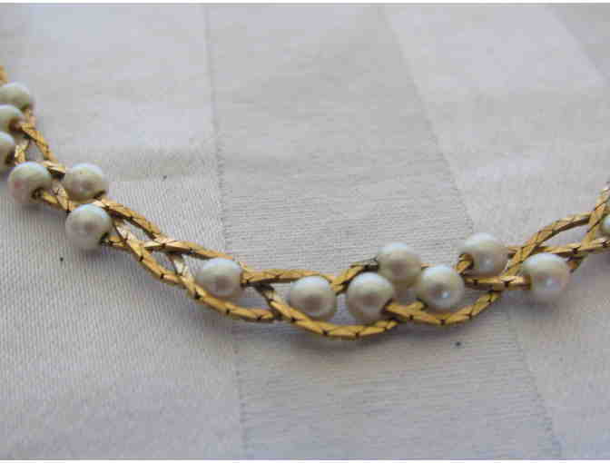 Fresh Water Pearls Woven through Gold Chain