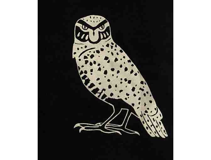 Adult Black T-shirt with Burrowing Owl Print  Size M