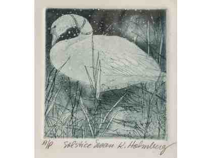 "Swan Dressed for Winter Solstice" Etching