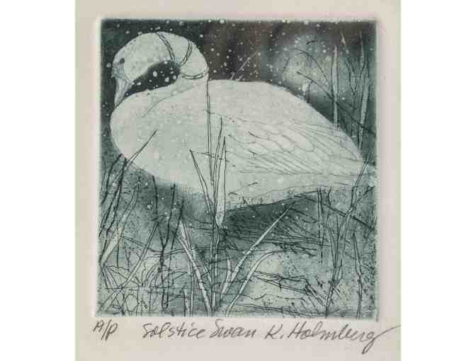 'Swan Dressed for Winter Solstice' Etching