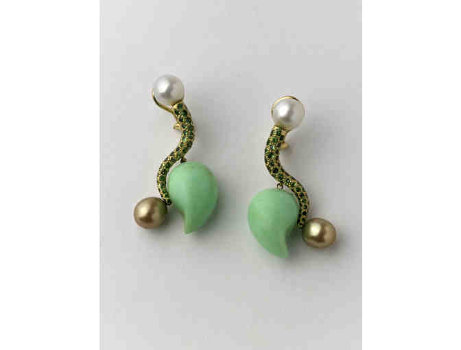 'Precious Buds' 18k yellow gold earrings with African opal by Ionescu Jewels