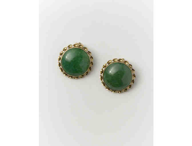 Jade Button Earrings in 14k gold