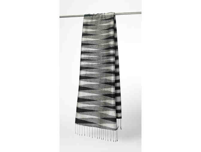 Silk scarf - black and cream deco pattern