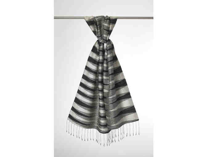 Silk scarf - black and cream deco pattern