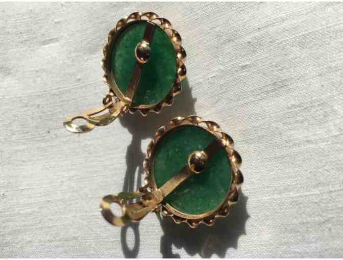Jade Button Earrings in 14k gold