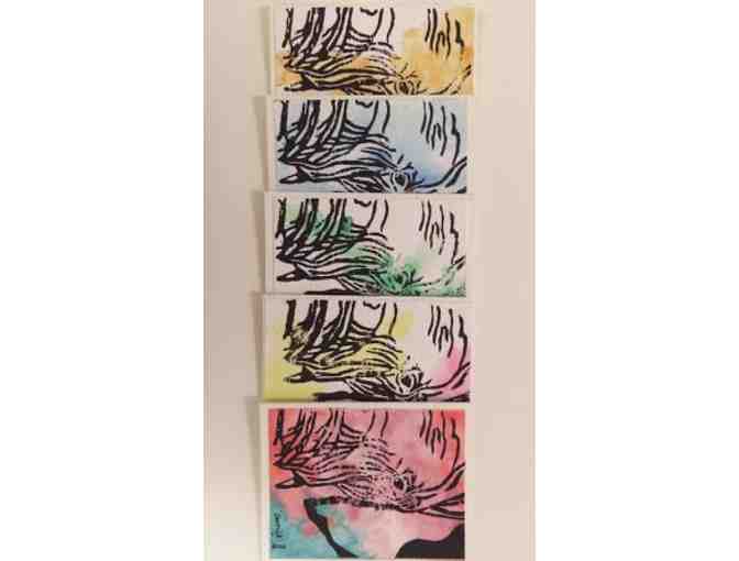 Splash of Color: Set of Linocut African Elephant Cards