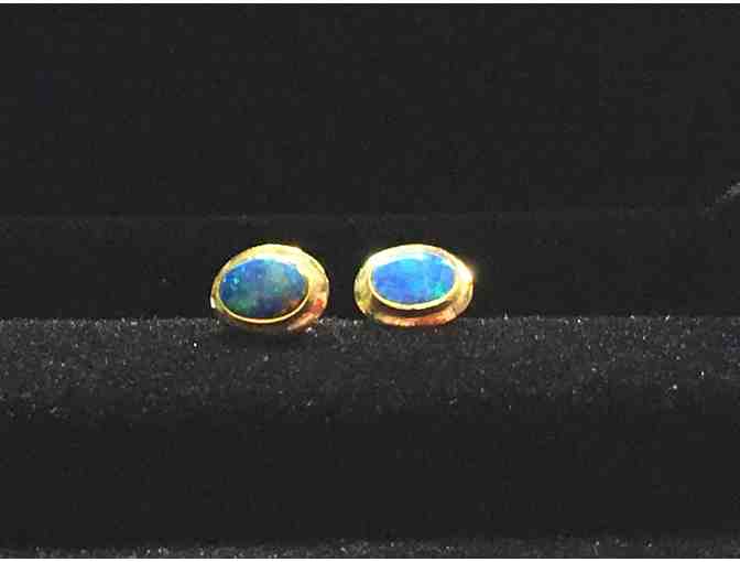 14K Yellow Gold Opal Pendent and Earring Set