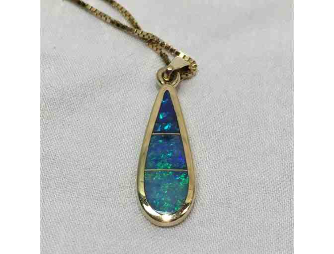 14K Yellow Gold Opal Pendent and Earring Set