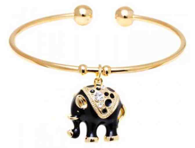 18k Gold Plated Elephant Charm Bangle with Swarovski Elements Crystal
