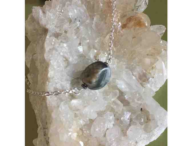 Agate and Hematite Silver Choker by Maren Morgan