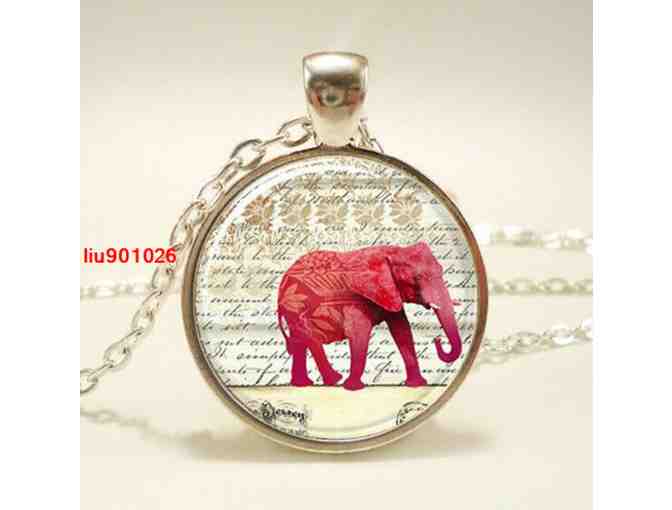Cabochon Red Elephant Necklace