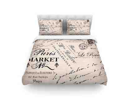 Beautiful FRENCH SCRIPT King Duvet & Shams