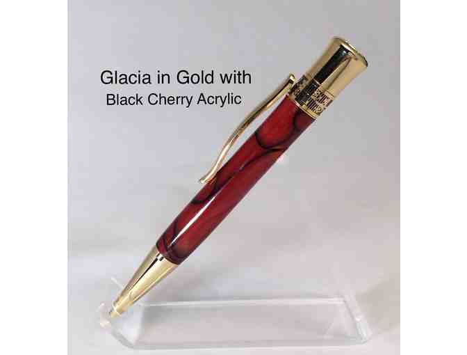 GLACIA PEN in 24kt Gold Plate  & Black Cherry Acrylic Body