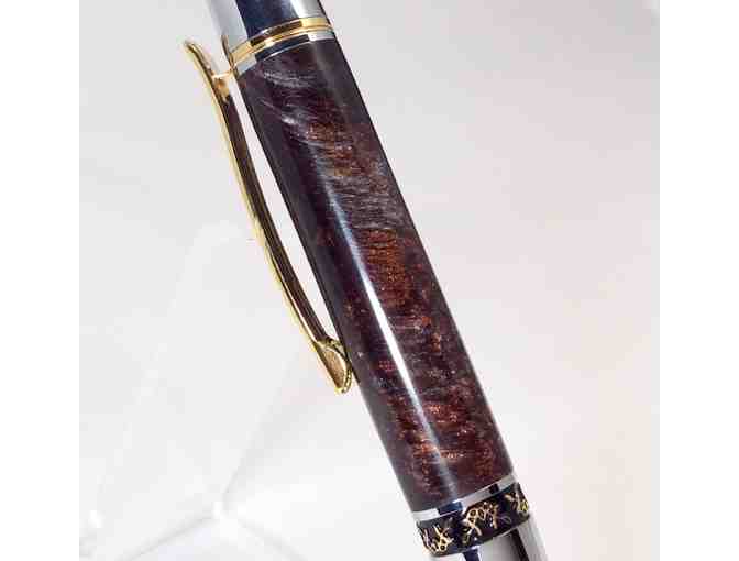 DIABLO Pen in Titanium and 24kt Gold Plate & SILVER OAK Acrylic Body