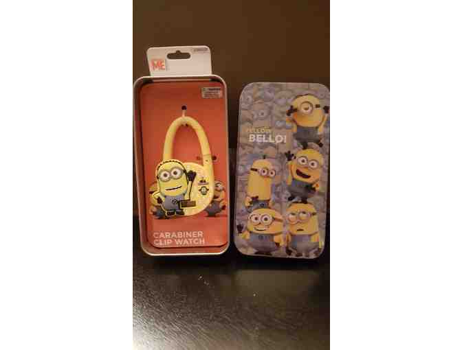 Minions Despicable Me Carabiner Watch clip-on w/ collectible tin