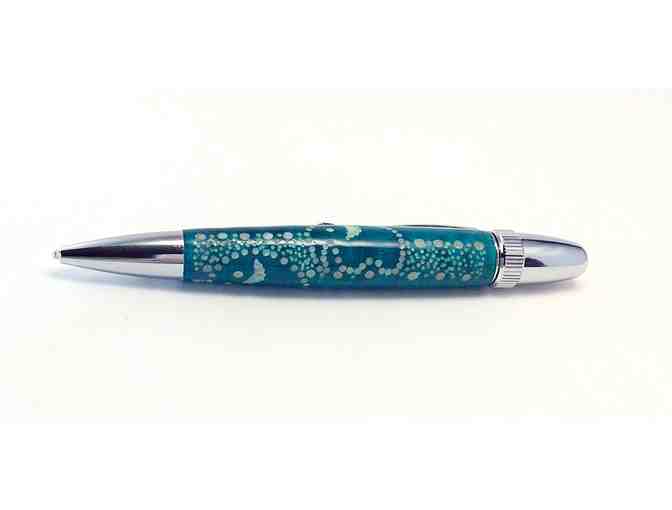 CARBARA PEN In Chrome with MINI-ELLIES in Teal Wood