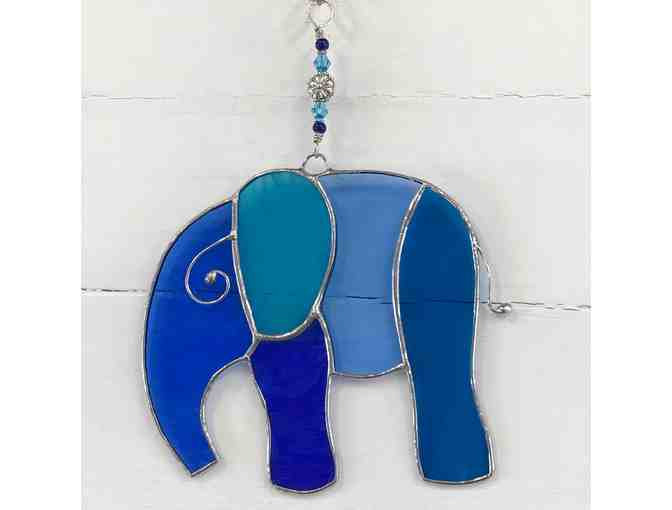 Artisan Stained Glass Elephant Suncatcher