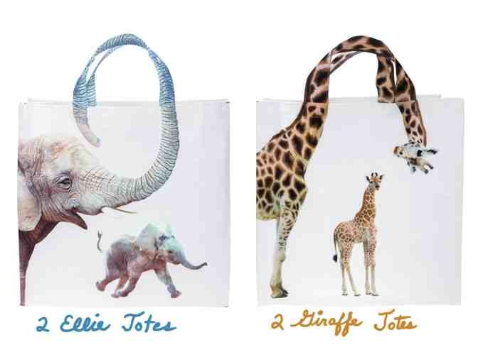 Set of 4 Elephant & Giraffe Totes