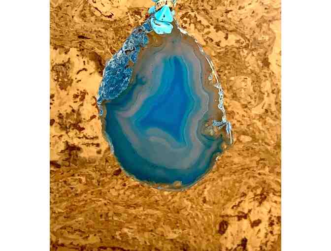 Bohemian Blue Agate Slice Necklace