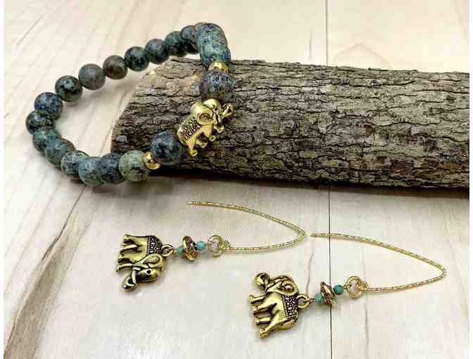 African Turquoise Set with Gold Filled Sparkle Ear Wires